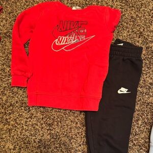 Nike Kids Red Sweatshirt and Black Joggers